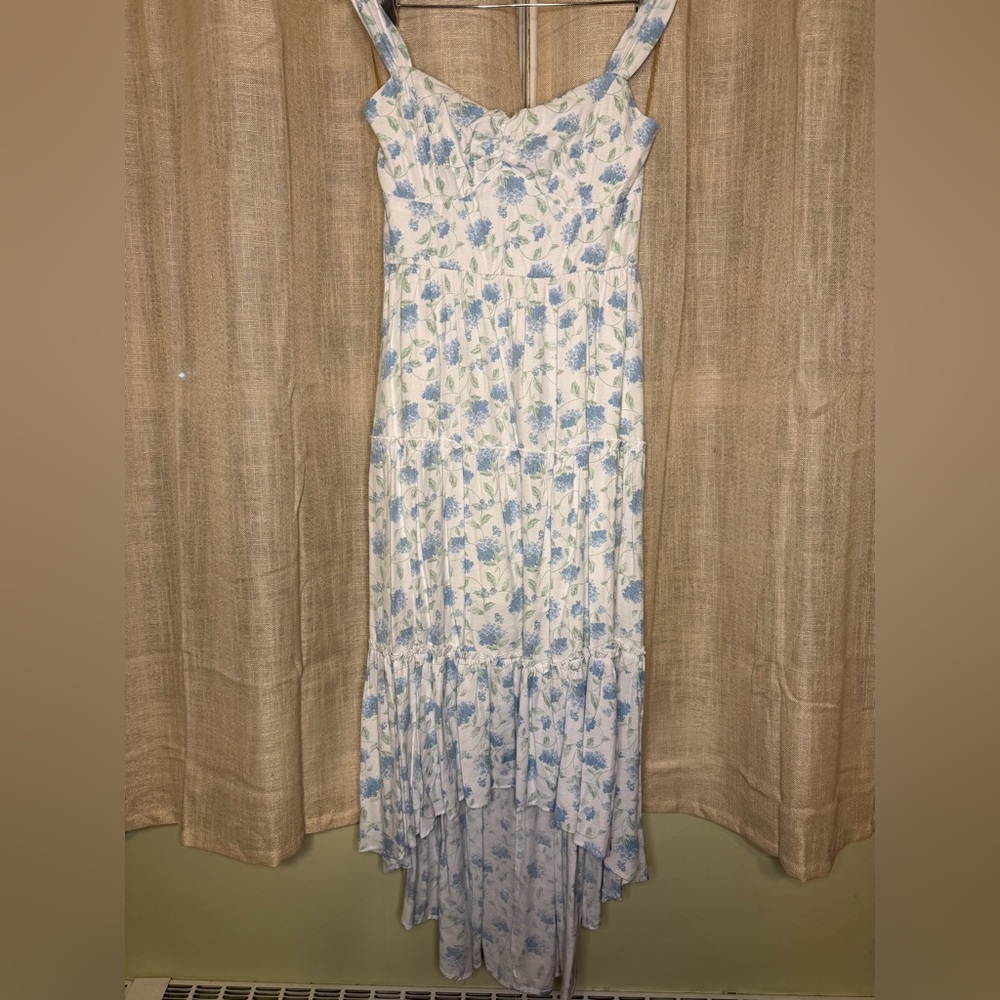 Altar'd State Blue and White Floral High Low Dress